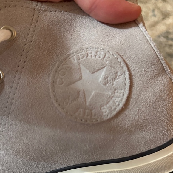 Converse Gray High-Top Sneakers with White Laces, with fur - Picture 2 of 6